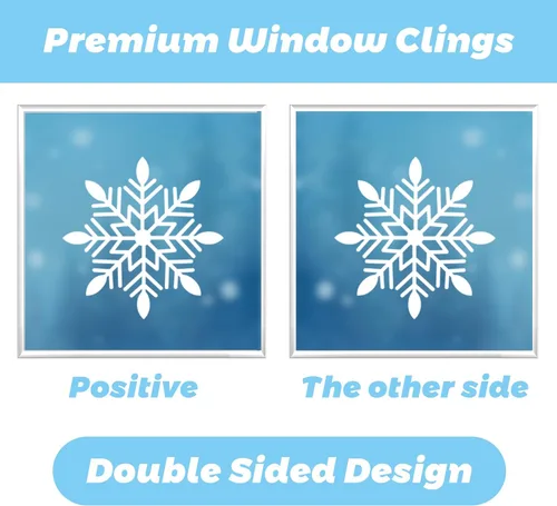 Vista 9 de 146 calcomanías navideñas de copo de nieve para ventanas, adhesivos de ventana de Navidad, calcomanías de Navidad de doble cara, Papá Noel, elfo