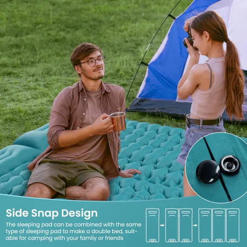 Vista 6 de Colchón autoinflable para acampar en tienda: cama de camping inflable con bomba de pie incorporada para mochileros - 3 pulgadas extra gruesa cama