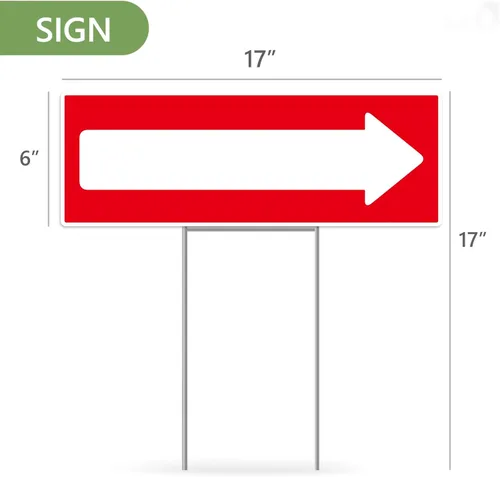 Vista 3 de Letrero de flecha direccional con estacas, 17 x 6 pulgadas, letreros de doble cara, plástico corrugado, letrero de flecha This Way Directions