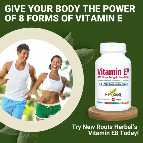 Vista 9 de NEW ROOTS HERBAL Cápsulas de vitamina E de 400 UI Suplemento de vitamina E8 (120 cápsulas blandas) con los 8 tipos de vitamina E 4 tocoferoles