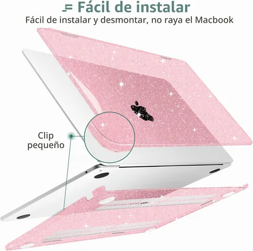 Vista 4 de TWOLSKOO - Funda para MacBook Air de 13.3 pulgadas 2021-2018 M1 Bling negro