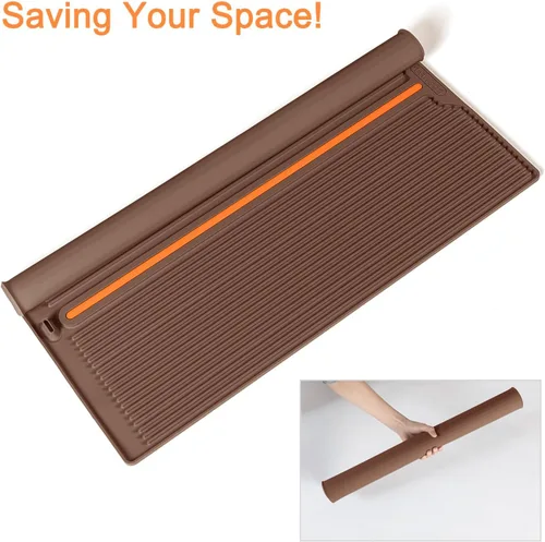 Vista 7 de iWord Tapete de secado de platos, tapetes de silicona para encimera de cocina con diseño de orificio de drenaje, tapete ecológico para secar platos