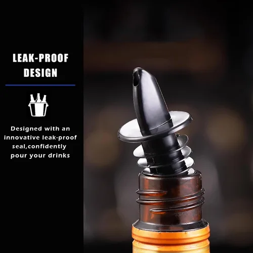 Vista 5 de Paquete de 12 vertedores de botellas para un control preciso de alcohol y Negro