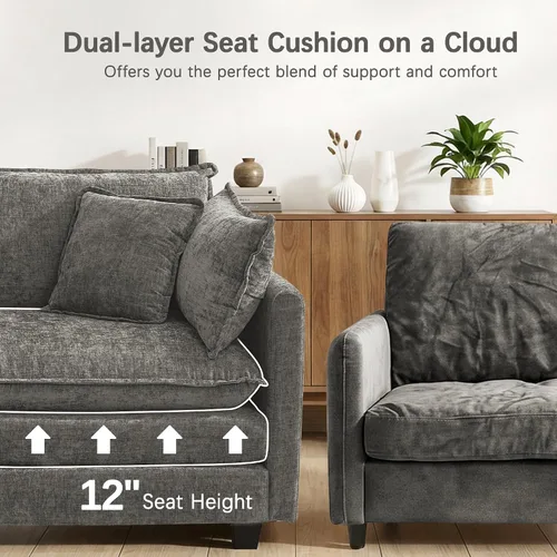 Vista 2 de Sofá modular modular de 102 pulgadas, sofá de nube de gran tamaño Gris-Carbón