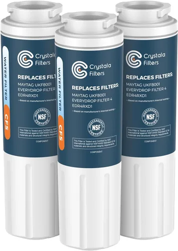 Crystala Filters UKF8001 Compatible con Everydrop Filter 4, EDR4RXD1, Whirlpool Refrigerator Water Filter 4, 4396395, Maytag UKF8001AXX,