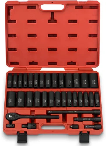 Vista 9 de NEIKO 02448A Juego de llaves de impacto Drive Master de 1/2 pulgada, 65 piezas, estándar SAE (3/8"-1-1/4") y métrico (0.394-0.945 in), kit profundo