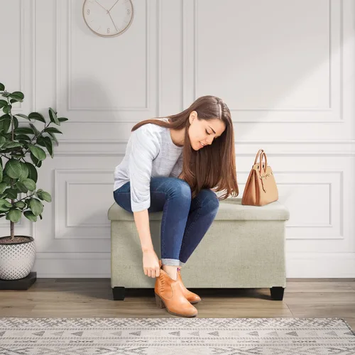 Vista 6 de Nestl Banco otomano de almacenamiento con contenedores de almacenamiento, banco de 30 pulgadas para dormitorio o sala de estar, máximo 660 libras