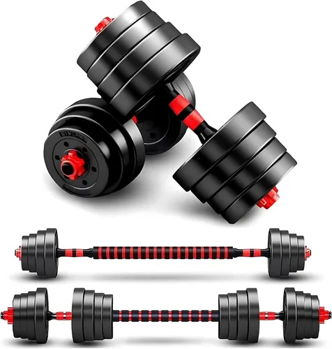 Vista 10 de Juego de mancuernas ajustables, 20/30/40/60/80 libras, juego de 2 mancuernas convertibles a barra, un par de pesas ligeras para gimnasio en casa
