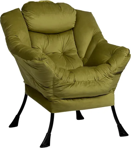 Vista 17 de HollyHOME - Silla perezosa con otomano plegable, sillón de ocio acentuado y cómodo, taburete plegable con reposapiés, sofá de ocio y silla