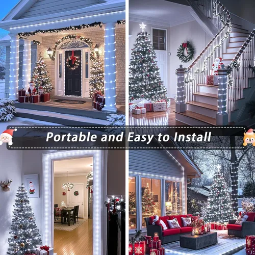 Vista 8 de JMEXSUSS Cuerda de luces LED de 100 luces LED que funcionan con pilas, resistente al agua, 33 pies, 8 modos, luces de batería al aire libre