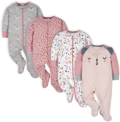 Gerber Baby Girls 4 Pack Sleep N Play Footie