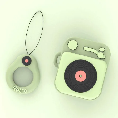 Vista 2 de Funda compatible con auriculares Airpods 1 y 2, diseño creativo retro de Mapoo, silicona suave, impermeable, a prueba de golpes, funda protectora