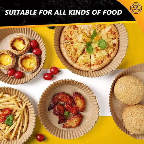 Vista 3 de 100 forros de papel para freidora de aire, papel pergamino desechable, forro de papel desechable para freidora de aire para microondas