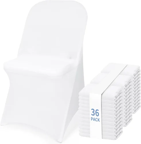 Vista 14 de Fixwal 12 fundas elásticas para sillas plegables de elastano, universales, ajustables, lavables, para comedor, fiesta, boda, banquete y decoración