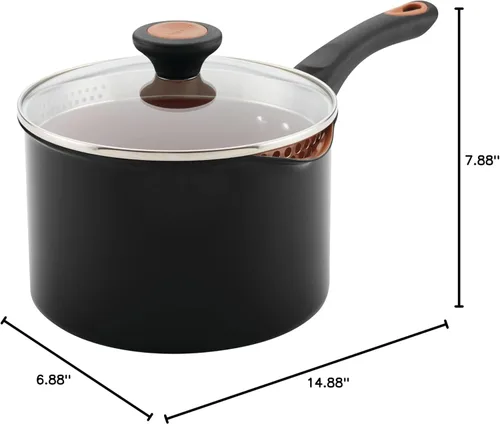 Vista 12 de Farberware Glide - Cacerola antiadherente con colador y tapa, 3 cuartos de galón, color negro