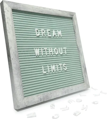 Vista 17 de C Crystal Lemon - Tablero de fieltro para letras, 10 x 10 pulgadas, tablero de madera para mensajes intercambiables, marco de madera, montaje