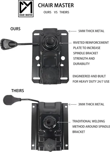 Vista 5 de Chair Master -Taburete ergonómico resistente de dibujo negro, fácil de limpiar, más grande (20") Adj. reposapiés y base (26") en el mercado. Rango