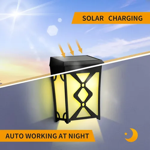 Vista 5 de Luces solares para cubierta, luces solares para valla al aire libre, impermeables, adecuadas para pasos, vallas, patios, puertas delanteras
