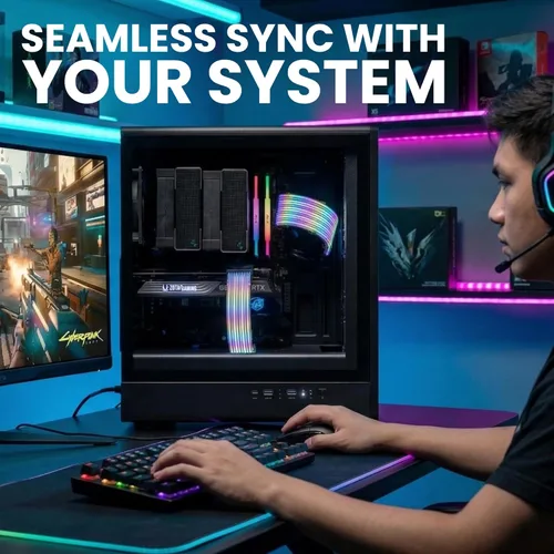 Vista 9 de TECWARE Kit de cubierta de cable RGB Flex Compatible con placa base de 24 pines y GPU de 8 pines/16 pines Extensión de cable PSU ARGB