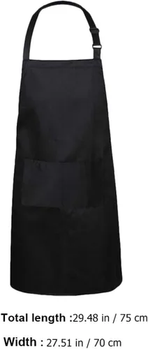 Vista 2 de UPKOCH 2pcs Black Kitchen Aprons for Men and Women, Multi-functional Cooking and Bbq Work Apron with Adjustable Straps, 70x75cm Food Service