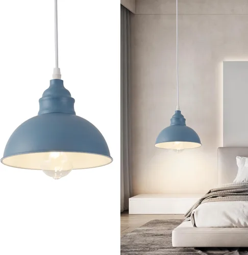 Vista 15 de Lámpara colgante enchufable, luces colgantes de 15 pies con cable de enchufe, interruptor de encendido/apagado, lámpara colgante industrial