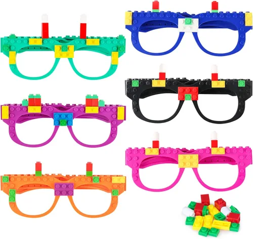 Vista 10 de Hxezoc 12 piezas de ladrillos de construcción DIY gafas bloques de construcción juegos para niños Bloque de construcción creativo suministros