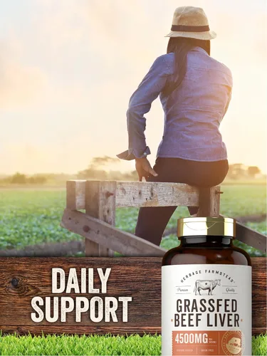 Vista 6 de Carlyle Herbage Farmstead Cápsulas de hígado de carne alimentada con pasto 4500 mg 250 unidades Suplemento desecado Sin OMG, sin gluten