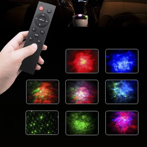 Vista 2 de Proyector de cielo estrellado de astronauta, luz nocturna con control remoto, alimentado por USB, nebulosa, estrella, lámpara de mesa para regalos