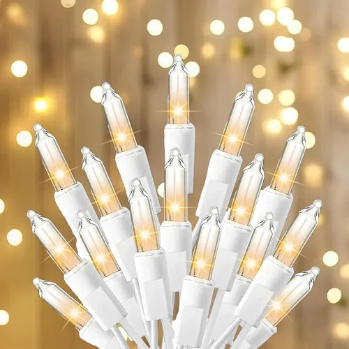 TW SHINE Luces de Navidad Blanco Cálido, 20 PIES 100 Unidades Luces Incandescentes de Alambre Blanco para Árbol de Navidad, Luces de Cadena