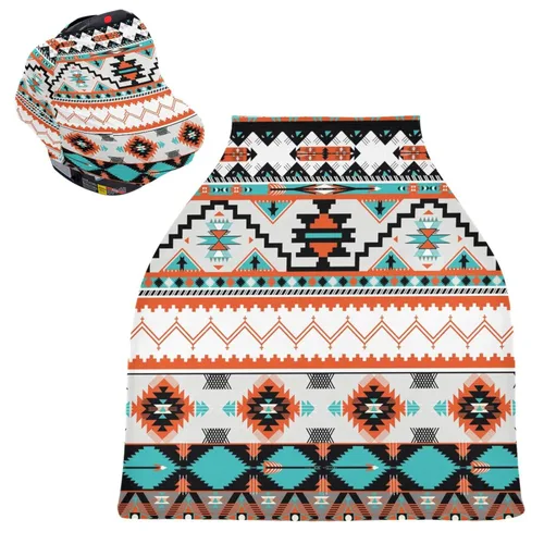Vista 8 de Funda de lactancia para lactancia, bufanda de lactancia azteca, fundas de asiento de coche para bebé, suave, transpirable, cubierta de cochecito