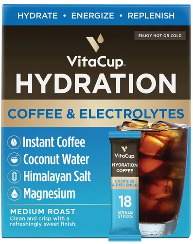 Vista 18 de VitaCup Cápsulas de café Extra Shot instantáneas con café expreso, “Red Eye” alta cafeína, tostado oscuro intenso con vitamina B12, antioxidantes