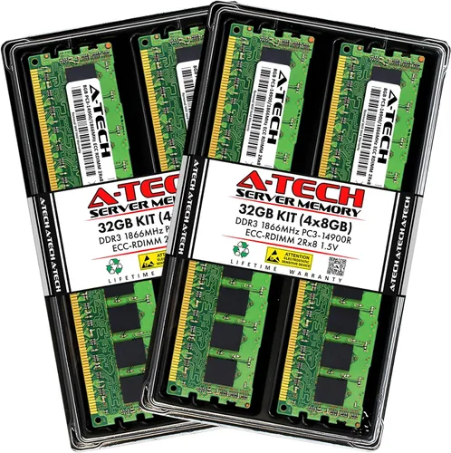 Vista 9 de A-Tech 4GB DDR3 1333MHz PC3-10600R ECC RDIMM 1Rx4 Rango único 1.5V Registrado DIMM 240-Pin Módulo de actualización de memoria RAM de servidor 1