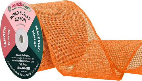 Vista 101 de Mandala Crafts Cinta de arpillera rosa con alambre de 1 pulgada de ancho para manualidades, rollo de 10 yardas de cinta rústica de arpillera