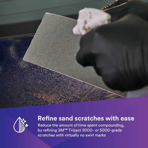 Vista 3 de Trizact 3M Hookit 30803 - Lámina abrasiva con respaldo de espuma, reparación de colisiones, arañazos de arena, paneles de mezcla, 2.756 in x 5.512