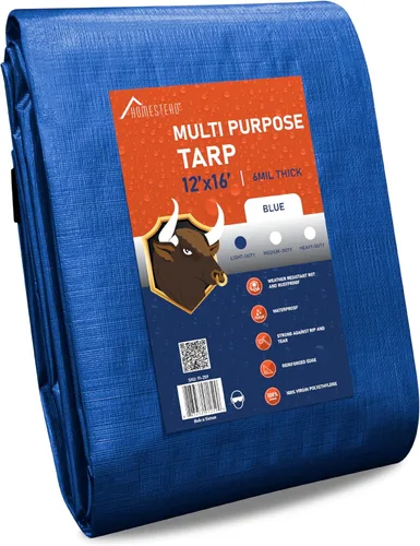 Vista 8 de Olympia Tools - Lona resistente de 0.709 in con ojales de metal y bordes reforzados, lona impermeable y resistente a los rayos UV