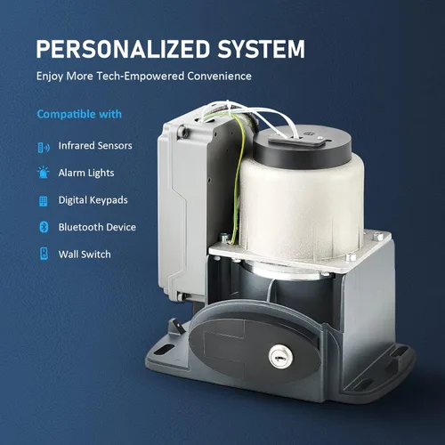 Vista 7 de CO-Z Abridor de Puerta Corredera Accionado por Cremallera de 1400 Libras con Sistema de Alarma, Abridor Automático de Puerta de 280W con Controles
