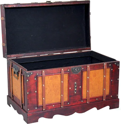 Vista 4 de Baúl grande del vapor del estilo antiguo, caja de almacenamiento decorativa