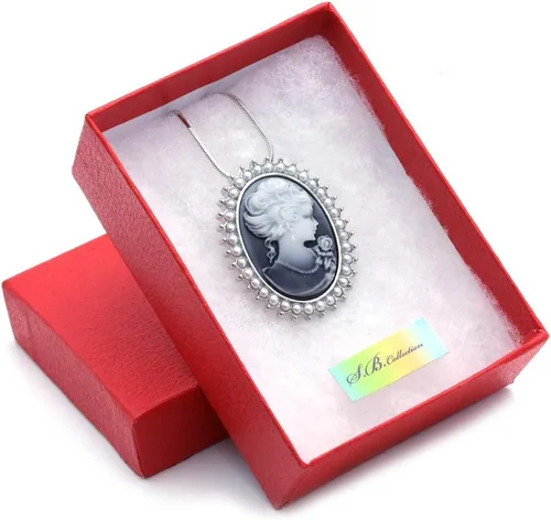 Vista 2 de SoulBreeze - Collar con colgante de camafeo, estilo vintage, perlas de imitación, joyería de moda para mujer