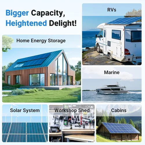 Vista 6 de Redodo Batería LiFePO4 de 12 V 410 Ah, batería de litio de 5248 Wh con BMS de 250 A, potencia de salida máx. 3200 W, celda de batería de grado A