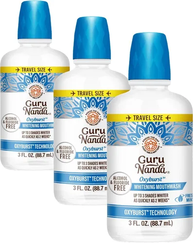 Vista 13 de GuruNanda Oxyburst - Enjuague bucal blanqueador de dientes, sin alcohol ni flúor, con peróxido de hidrógeno y 7 aceites esenciales, para frescura