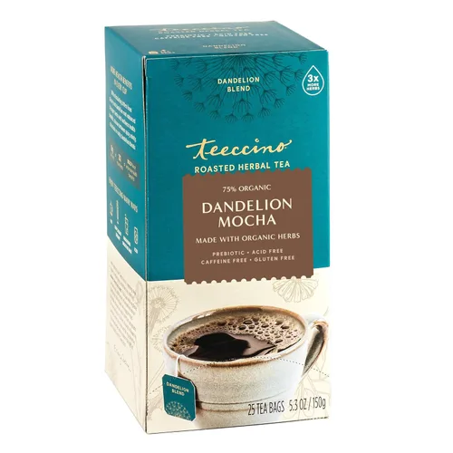 Vista 26 de Teeccino Té Chai rojo de diente de león, 25 bolsas de té, sin cafeína, té de hierbas tostadas con prebióticos, 3 veces más hierbas que las bolsas