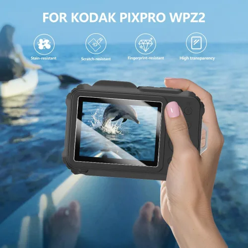 Vista 4 de Funda protectora de silicona para cámaras digitales Kodak Pixpro wpz2, con protector de pantalla y cordón, para accesorios Kodak Pixpro wpz2 - Negro