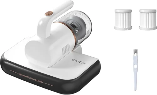 Aspirador de colchón Candy con desinfección UV y filtro HEPA, aspirador antialérgico de 350W para cama, alfombra, sofá, polvo y pelo de mascotas