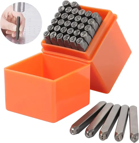 Vista 7 de OCR Juego de 37 sellos de letras de números de acero de 18 pulgadas (0.118 in) (A-Z, 0-9 y amor), herramienta de bricolaje para impresión de metal