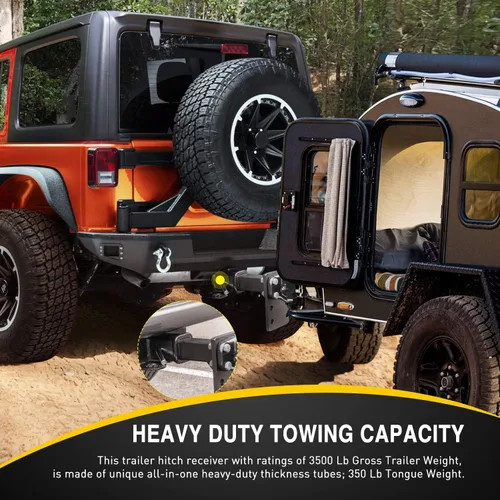 Vista 6 de Nilight JK-61A - Kit receptor de enganche de remolque de parachoques trasero, 2 pulgadas, compatible para Jeep Wrangler JK 2007-2018 4 puertas y 2