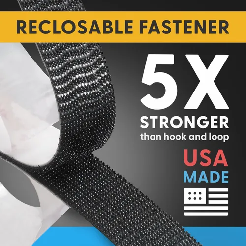 Vista 2 de Resistencia Industrial - Cinta adhesiva de montaje de 5 pies, negra, para interior/exterior - Sujetador resellable autoajustable compatible con 3M