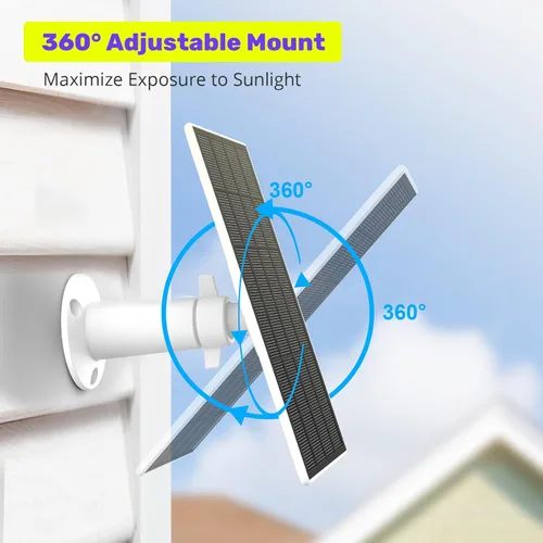 Vista 4 de Panel solar certificado, compatible con cámara WUUK recargable para exteriores, fuente de alimentación continua, panel solar de 2.5 W para cámara