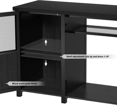 Vista 7 de Soporte para tanque de peces de 55 a 75 galones, soporte para acuario con almacenamiento de gabinete y marco de metal resistente, mesa de 52