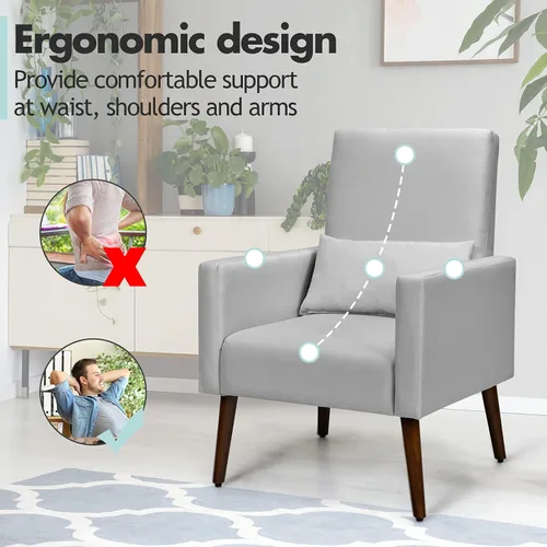Vista 5 de S AFSTAR Silla mecedora tapizada de tela con respaldo alto con 2 tipos de patas sólidas y almohada, silla moderna de doble uso, sala de estar Beige