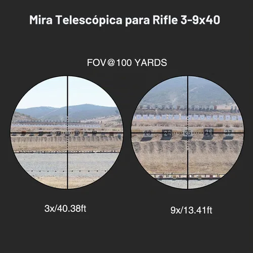 Vista 3 de CVLIFE Alcance del rifle 3-9x40, visor óptico iluminado rojo y verde, alcance del tubo de 1 pulgada para la caza con los soportes